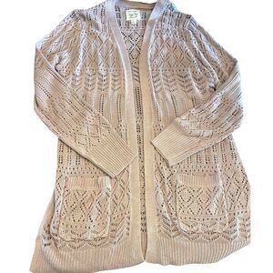 Hippie Rose Womens Boho Cardigan LARGE Open Knit Cottagecore Coquette Romantic